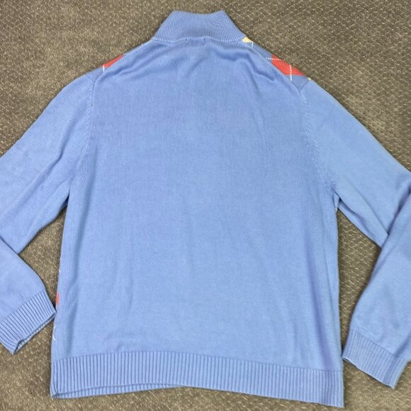 Brooks Brothers 346 1/4 Zip Argyle Sweater Men's XL Blue Coral Pink White supima - Picture 4 of 8